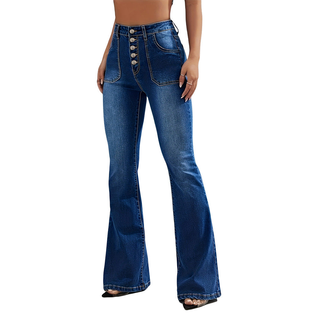 New Micro Pull American Jeans High Waist Single Breasted