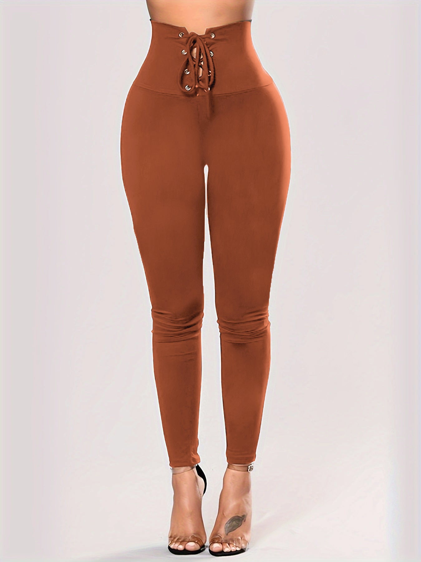 High Waist Lace-up Belly Contracting And Close-fitting Leggings