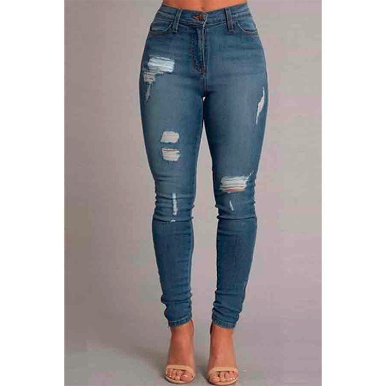 Women's Jeans Ankle Banded Slim Fit Hip Raise Jeans Women's Trousers