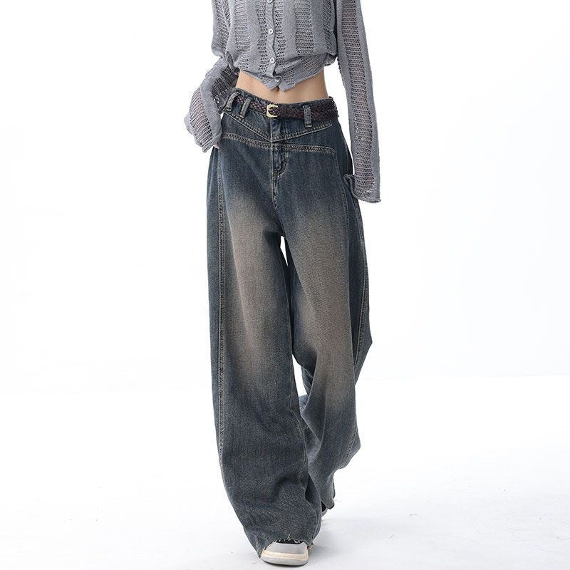 Women's Wide-leg Jeans Loose High Waist Drooping