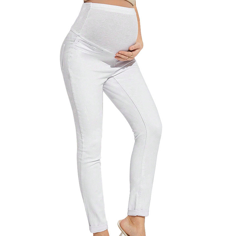 Maternity Jeans High Waist Belly Support Hip Lifting Stretch