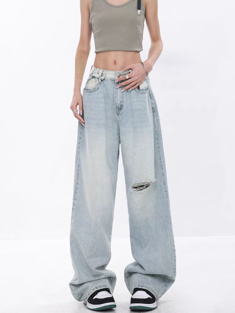 Women's Wide-leg Jeans Loose High Waist Drooping