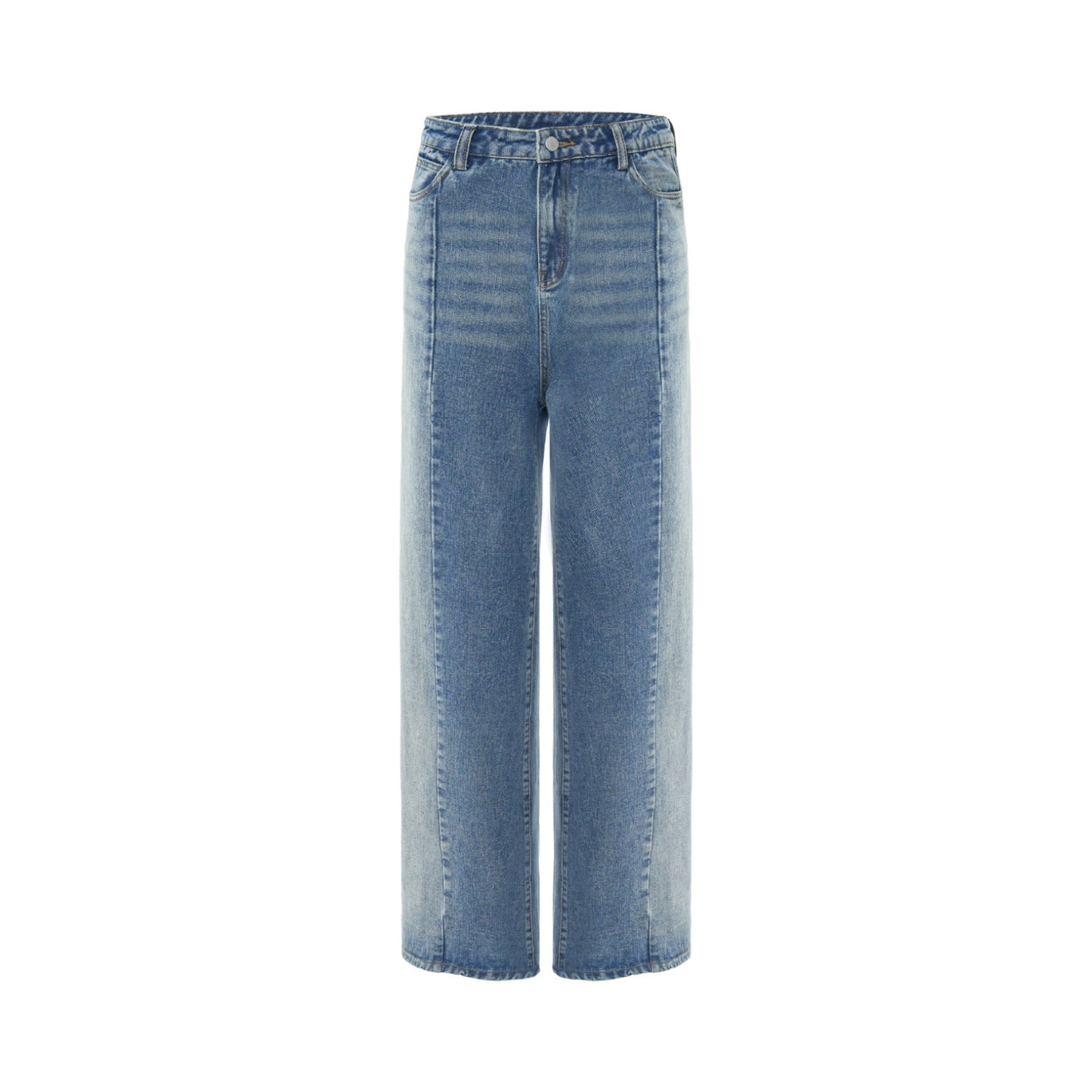 Washed Blue Jeans Loose Stitching Women