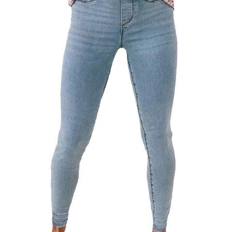 Lady's Stretch Jeans Elastic Waist Slim Fit Skinny Pants