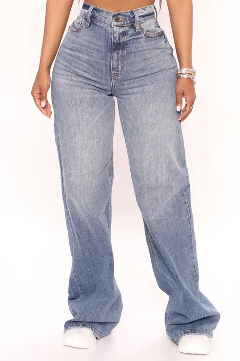 Women's Casual Loose Wide-leg Jeans