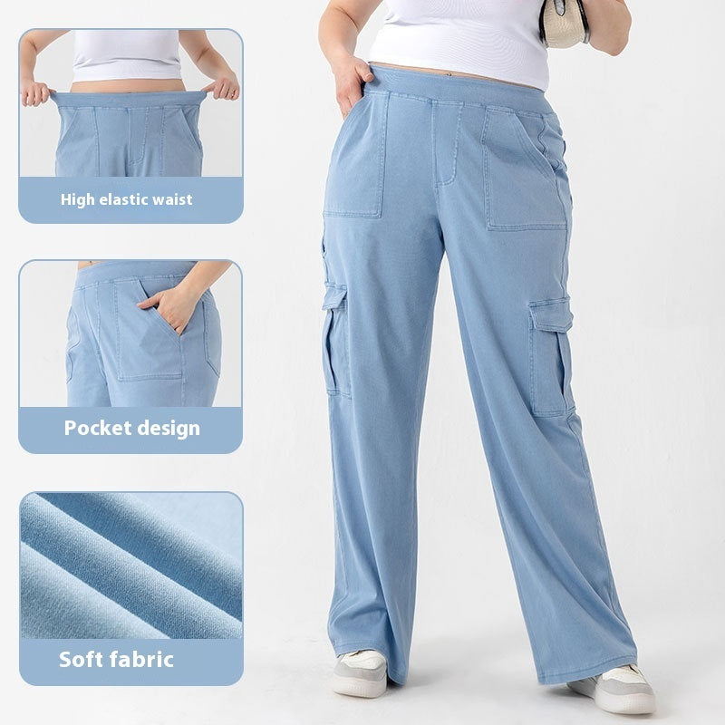 High Waist Stretch Double Pocket Sports Casual Pants