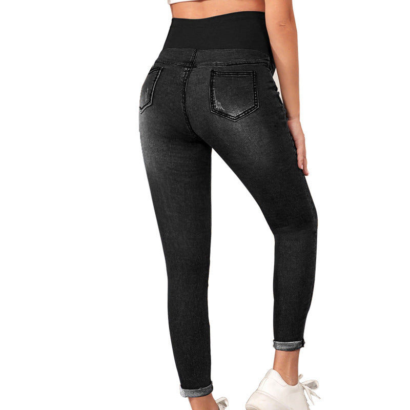 Maternity Jeans High Waist Belly Support Hip Lifting Stretch