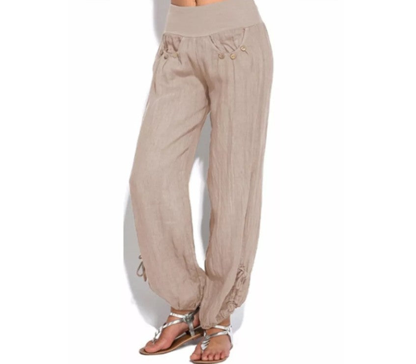 New Loose Button Decorations Casual Wide-leg Trousers Women