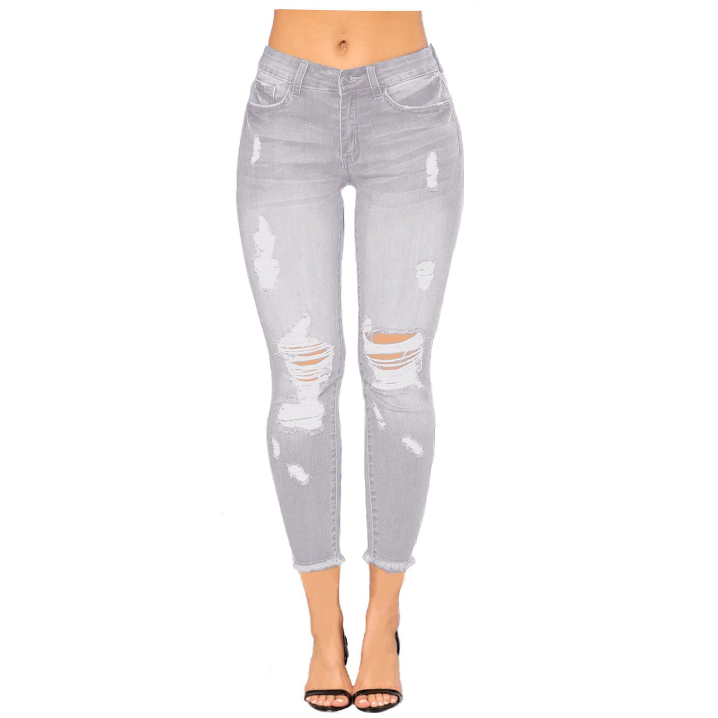 Ripped Denim Women's Pants Tight